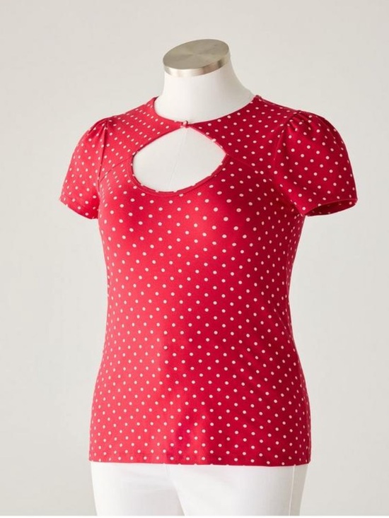 torrid Tops - Torrid Retro Chic Button Neck Foxy Top in Commit Dot Red - Size 0/12 - NWT